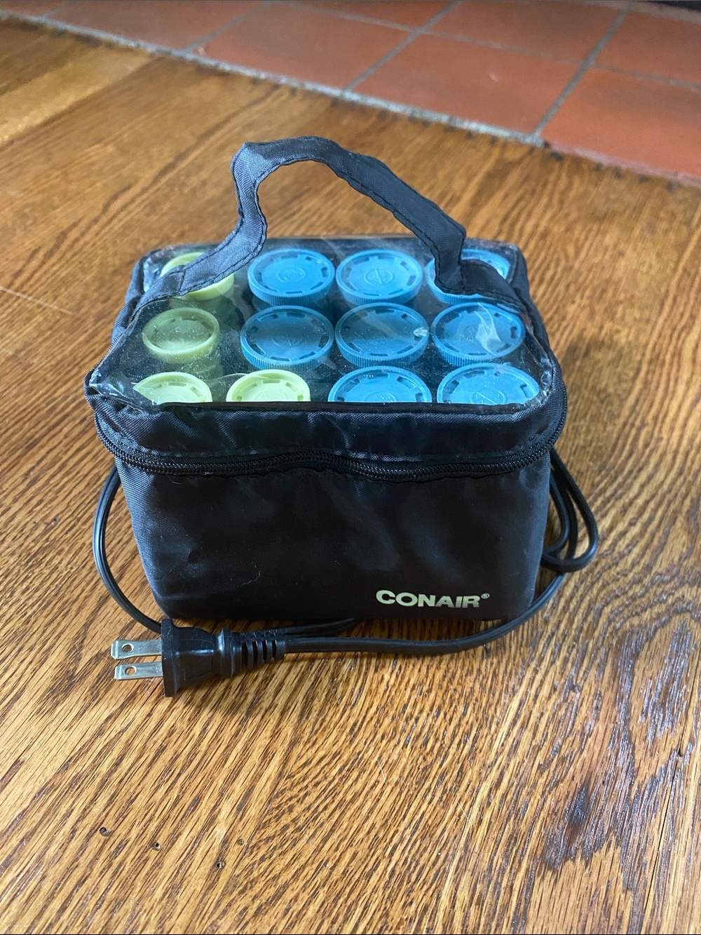 Conair Hot Roller Set with Travel Case - Black with Blue/Green Rollers